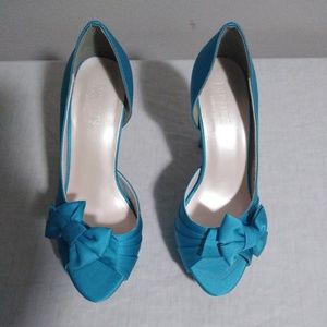 Davids bridal Maribelle 3" Teal blue heels